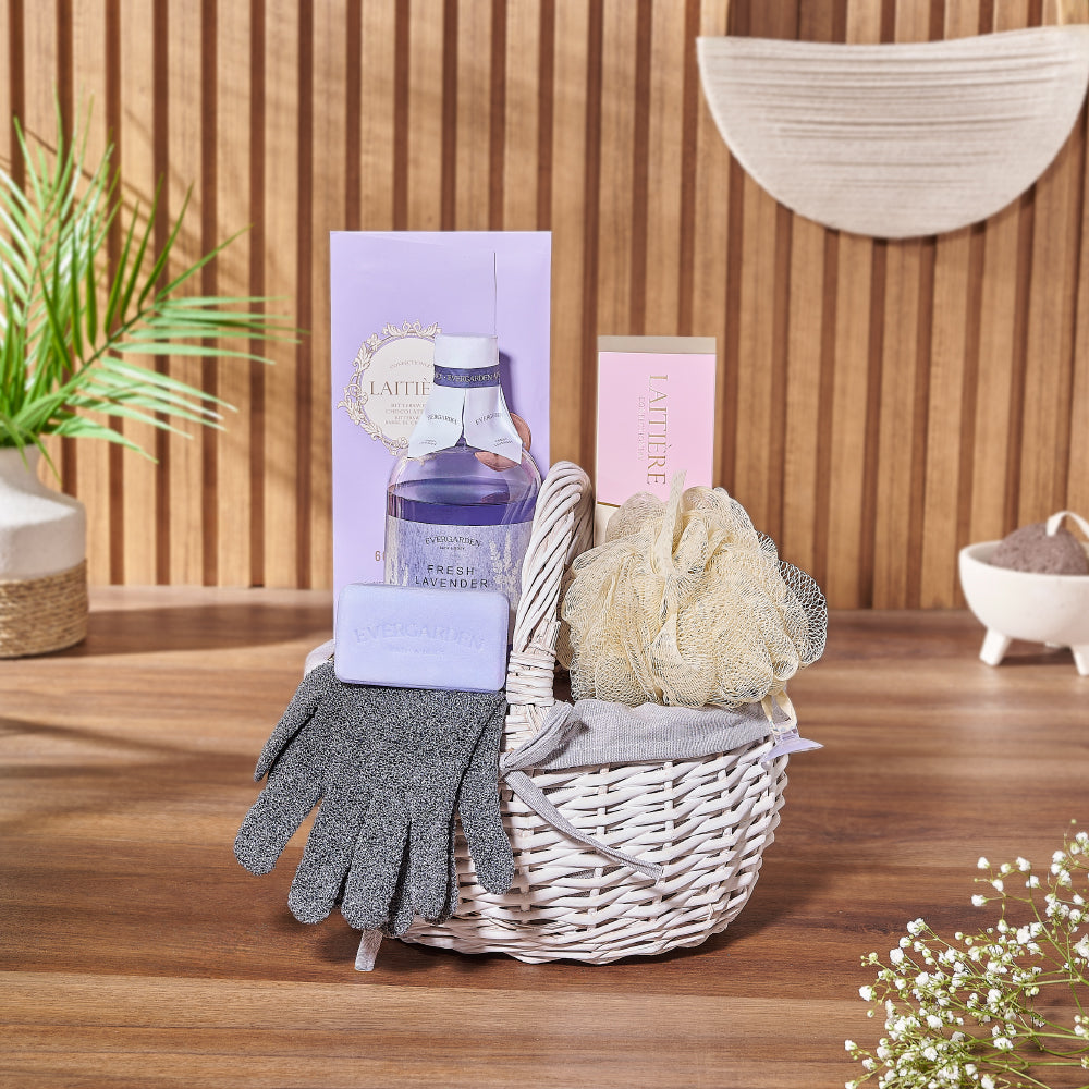 Discover the ultimate gift with the Chocolate & Lavender Indulgence Spa Gift Set, tailored for luxurious pampering, Vancouver delivery