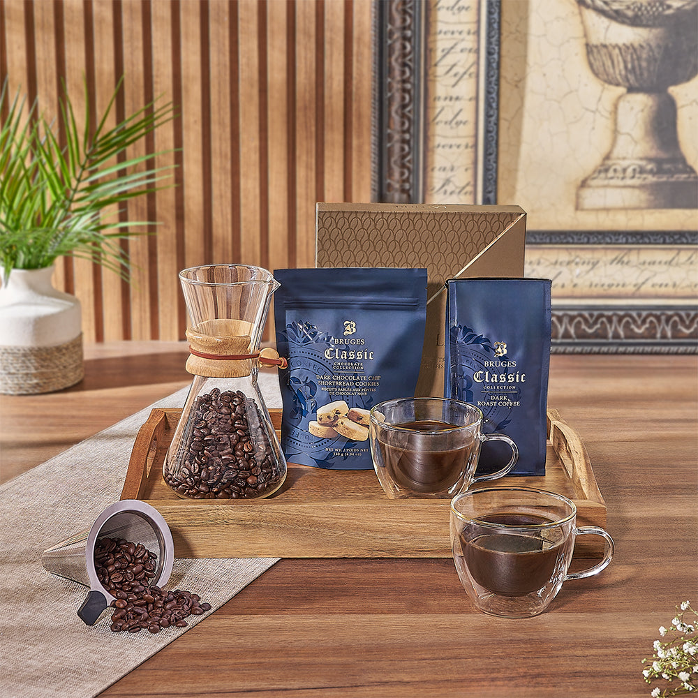 Delight any coffee aficionado with the Forest Hill Coffee & Snack Tray - Vancouver Baskets