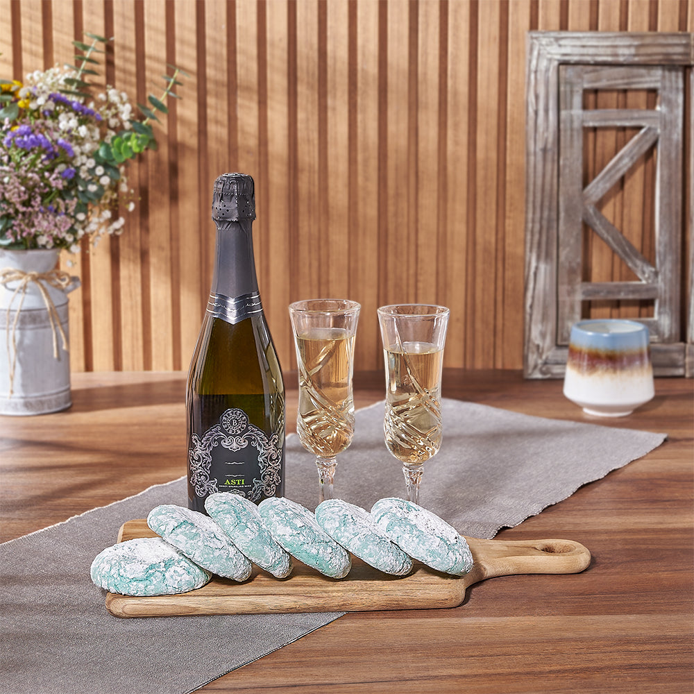 Hanukkah Sparkling Wine Gift Basket – how the gift is presented