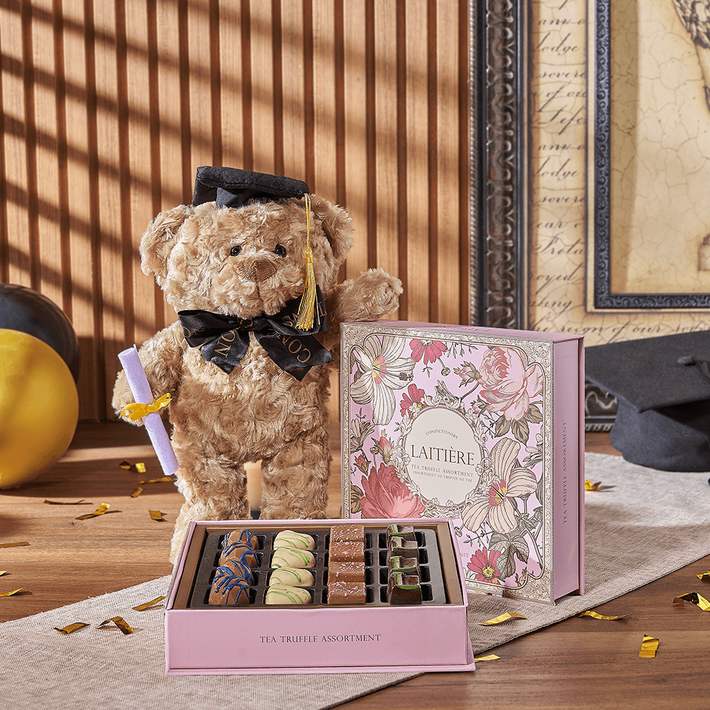 Indulgent Graduation Gift Set, graduation gift, graduation, chocolate gift, chocolate, plush gift, plush, Vancouver delivery