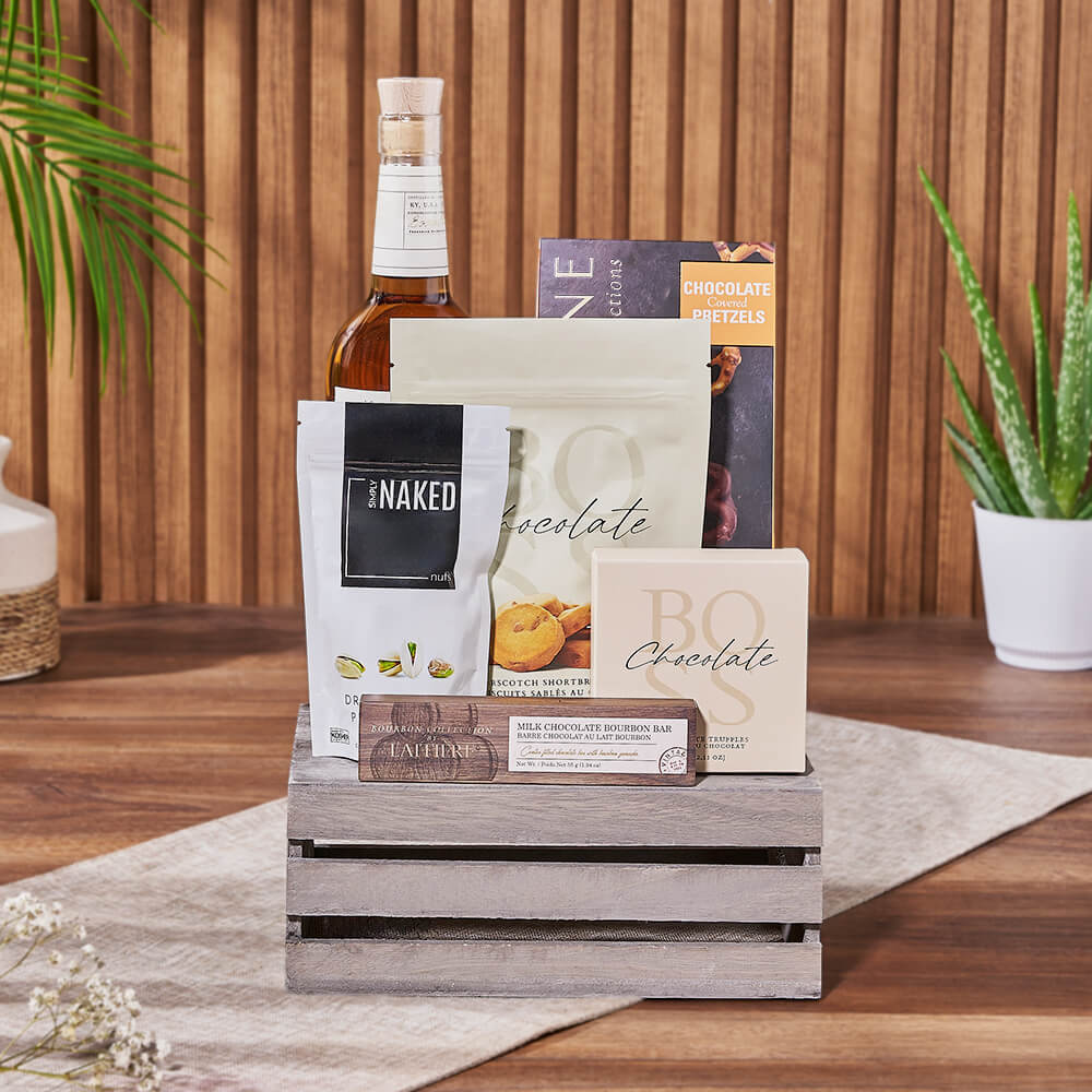 Whiskey and Chocolate Crate Gift Set – how the gift is presented