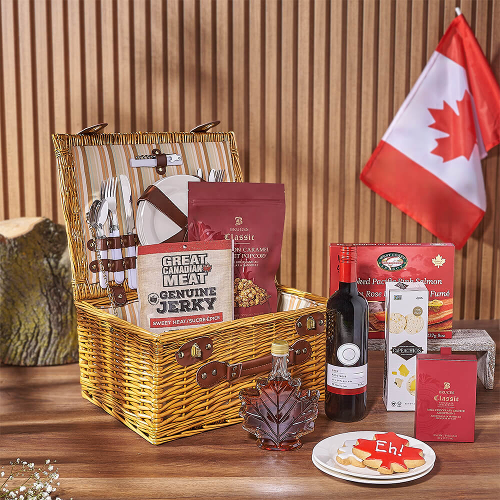 Picnic Basket Wine Gift – how the gift is presented