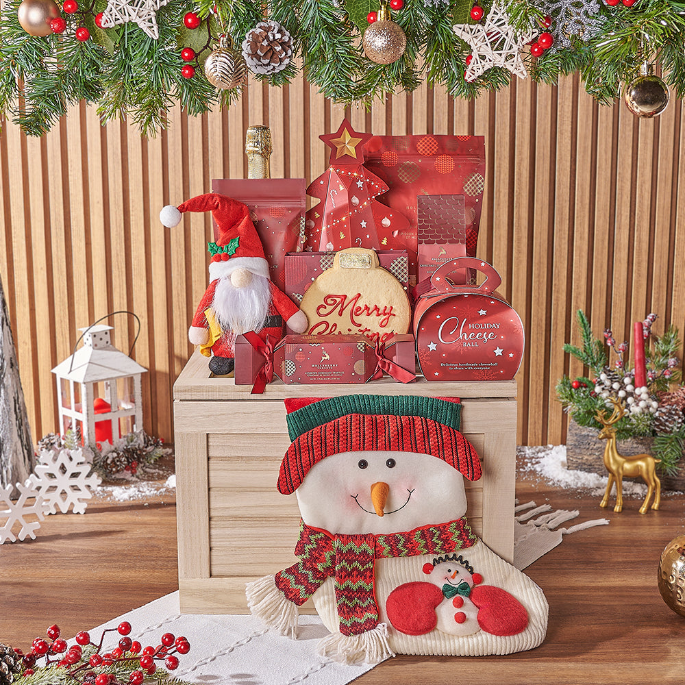 Festive Sparkling Wine Gift Set with Gourmet Christmas Treats – how the gift is presented