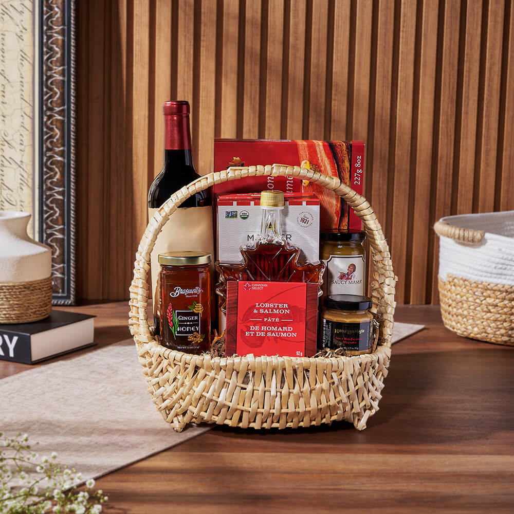 Small Boat Basket Wine Gift – how the gift is presented