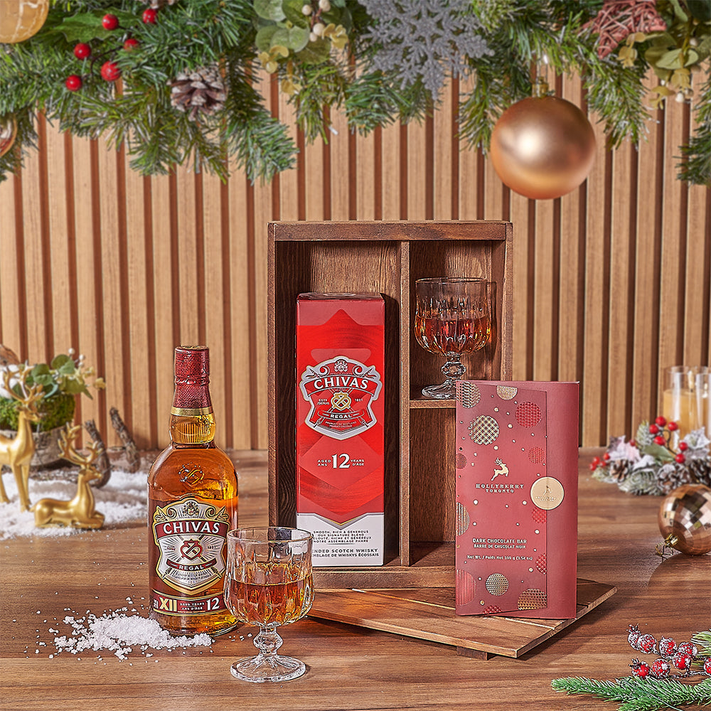 Whiskey Bottle with Snifter Glasses Gift – how the gift is presented
