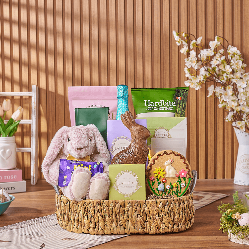 Easter Wicker Basket with Sparkling Wine – how the gift is presented