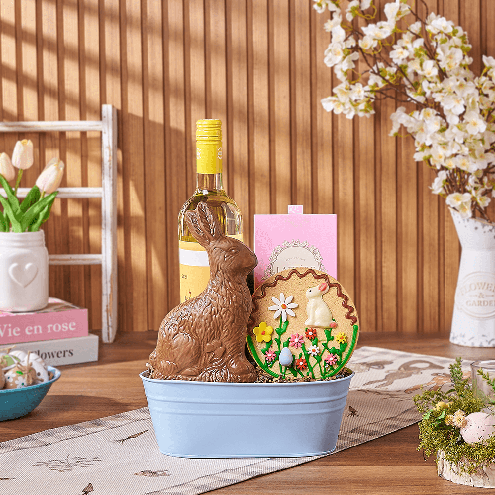 Easter Basket with Wine and Bunny – how the gift is presented