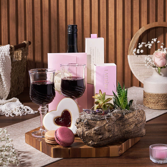 Fairbank Wine & Succulent Garden Gift, wine gift, wine, plant gift, plant, gourmet gift, gourmet, chocolate gift, chocolate, mothers day gift, mothers day, Vancouver delivery