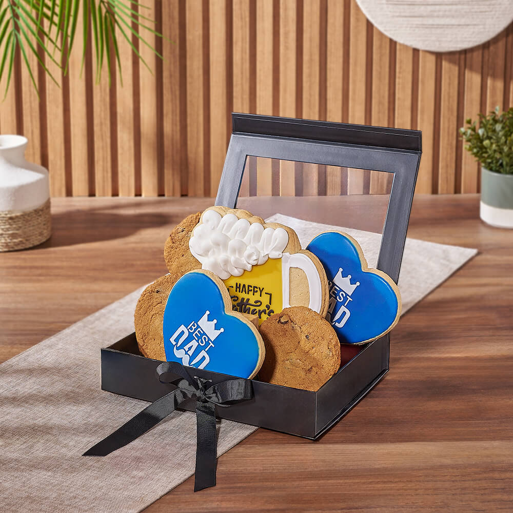 Father's Day Black Gift Box with Assorted Cookies – how the gift is presented