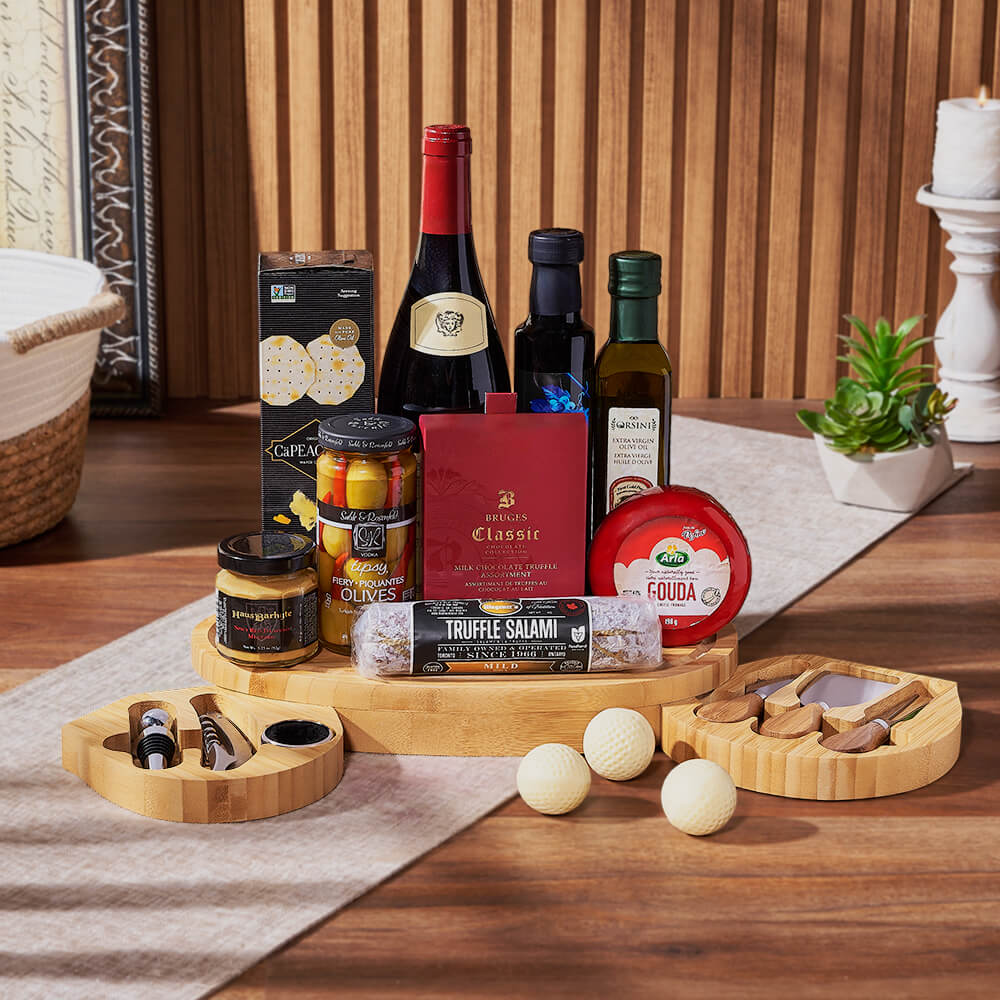 Wine and Golf Gourmet Gift Basket – how the gift is presented