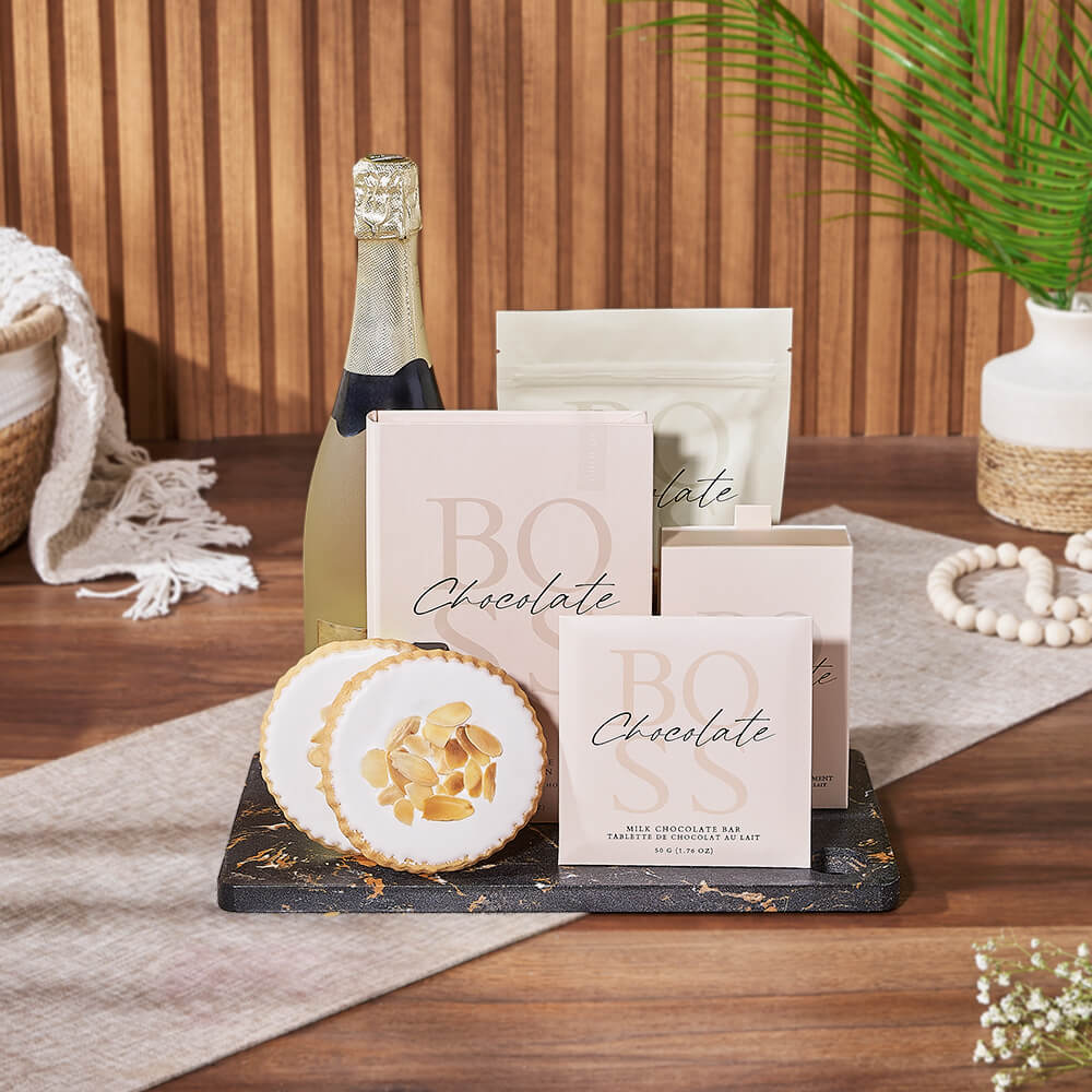 Gourmet Cookies & Champagne Gift Basket, champagne gift, champagne, sparkling wine gift, sparkling wine, chocolate gift, chocolate, Vancouver delivery
