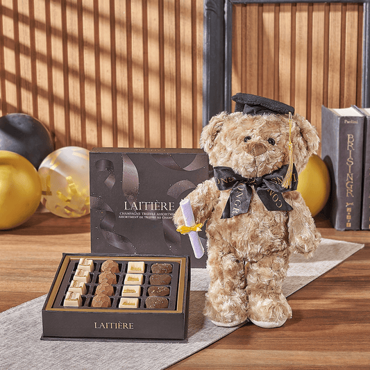 Graduation Bear & Truffle Gift, chocolate gift, chocolate, graduation gift, graduation, plush gift, plush, Vancouver delivery