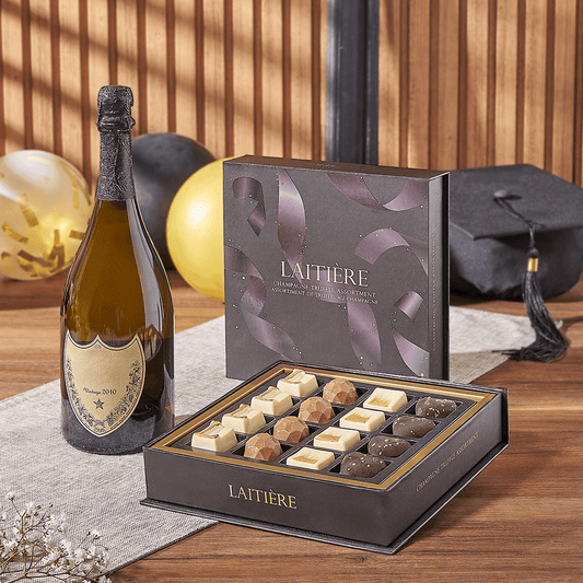 Graduation Champagne & Truffle Gift, graduation gift, graduation, champagne gift, champagne, sparkling wine gift, sparkling wine, chocolate gift, chocolate, Vancouver delivery