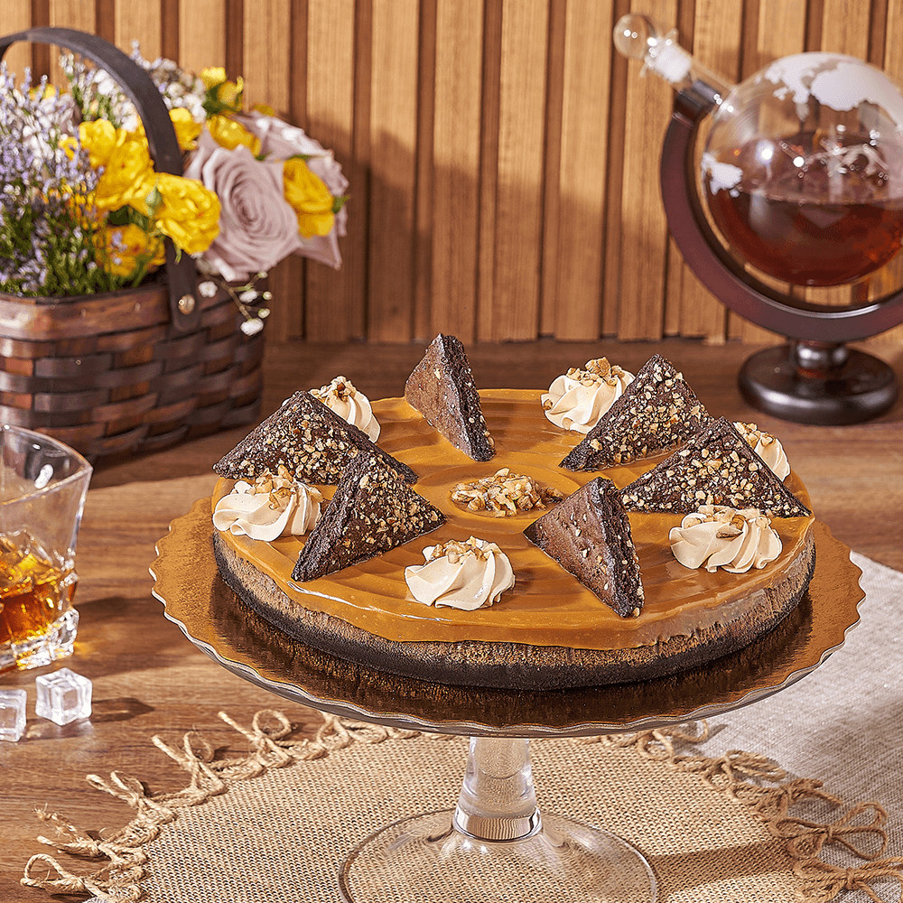 Sugared Pecan Brownie Cheesecake – how the gift is presented