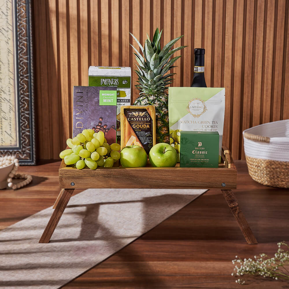 Green & Bountiful Wine Gift Set, wine gift, wine, chocolate gift, chocolate, fruit gift, fruit, Vancouver delivery