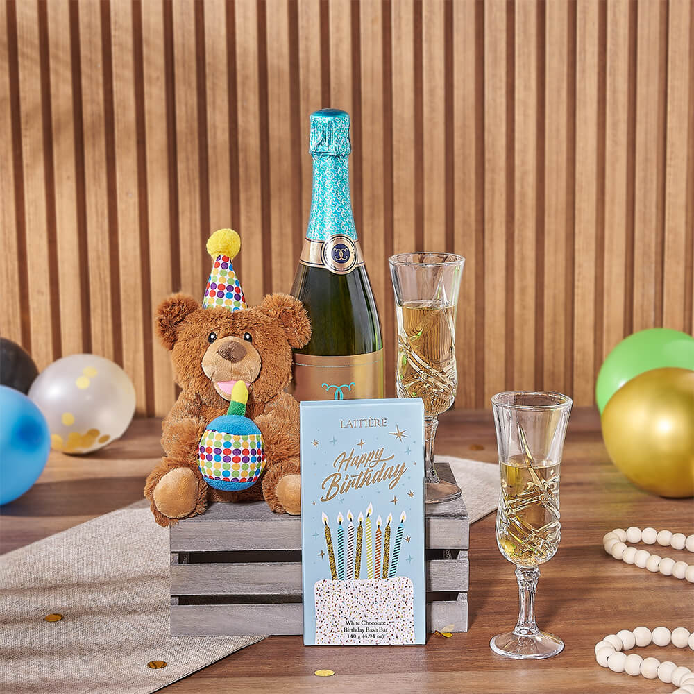 Happy Birthday Champagne & Chocolate Crate, champagne gift, champagne, sparkling wine gift, sparkling wine, birthday gift, birthday, Vancouver delivery