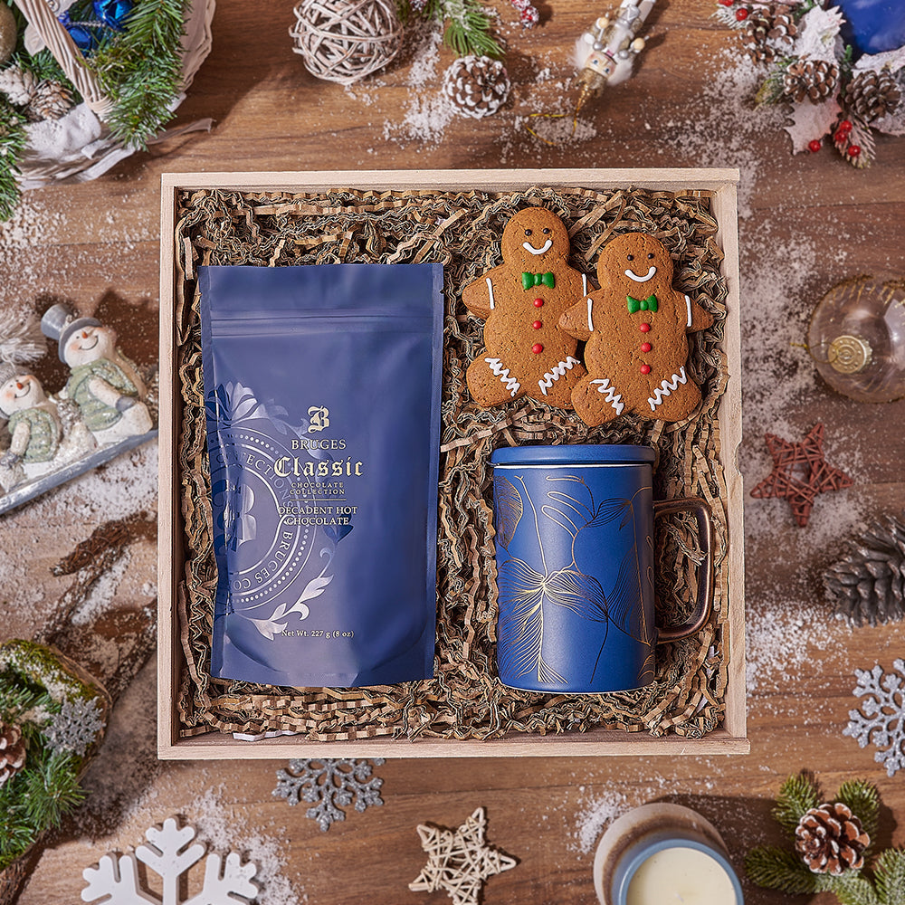 Holiday Hot Chocolate & Treats Basket, hot chocolate gift, hot chocolate, cookie gift, cookie, christmas gift, christmas, Vancouver delivery