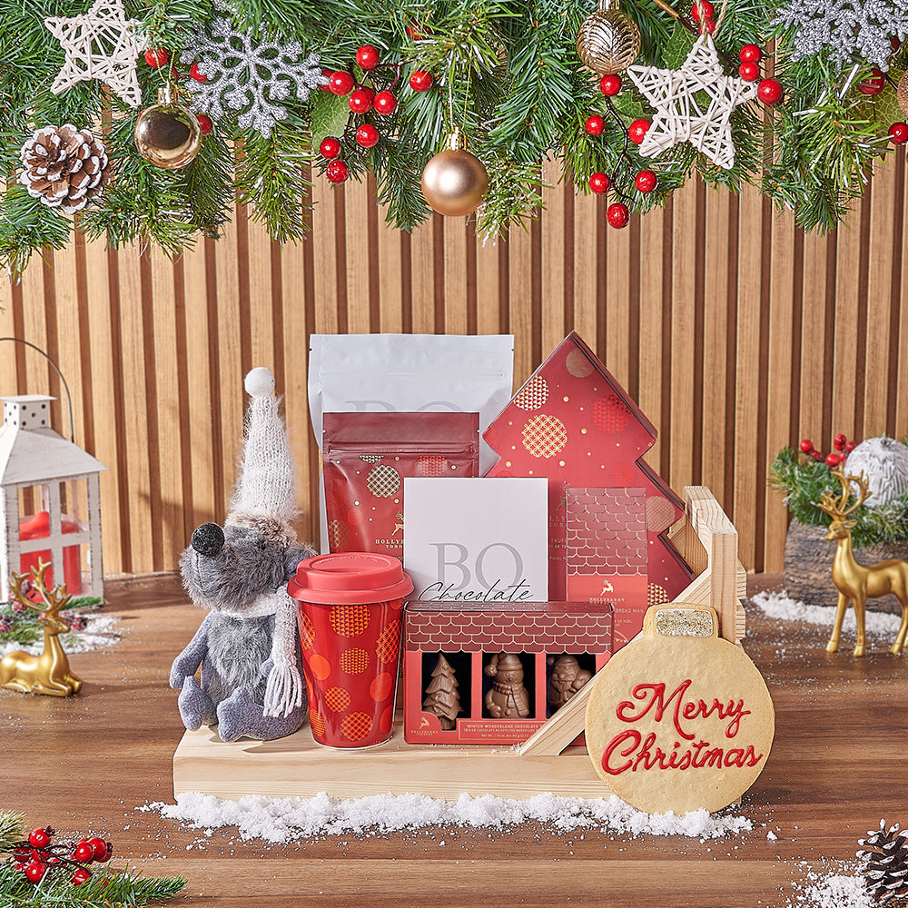 Pine Wood Sled Christmas Basket – how the gift is presented