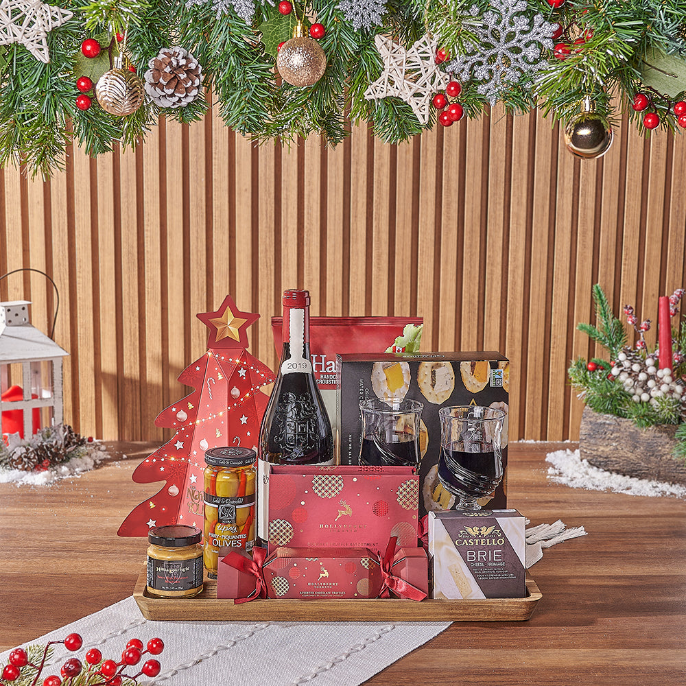 Holiday Wine & Treats Gift Basket, christmas gift, christmas, wine gift, wine, chocolate gift, chocolate, Vancouver delivery