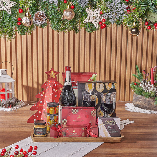 Holiday Wine & Treats Gift Basket, christmas gift, christmas, wine gift, wine, chocolate gift, chocolate, Vancouver delivery