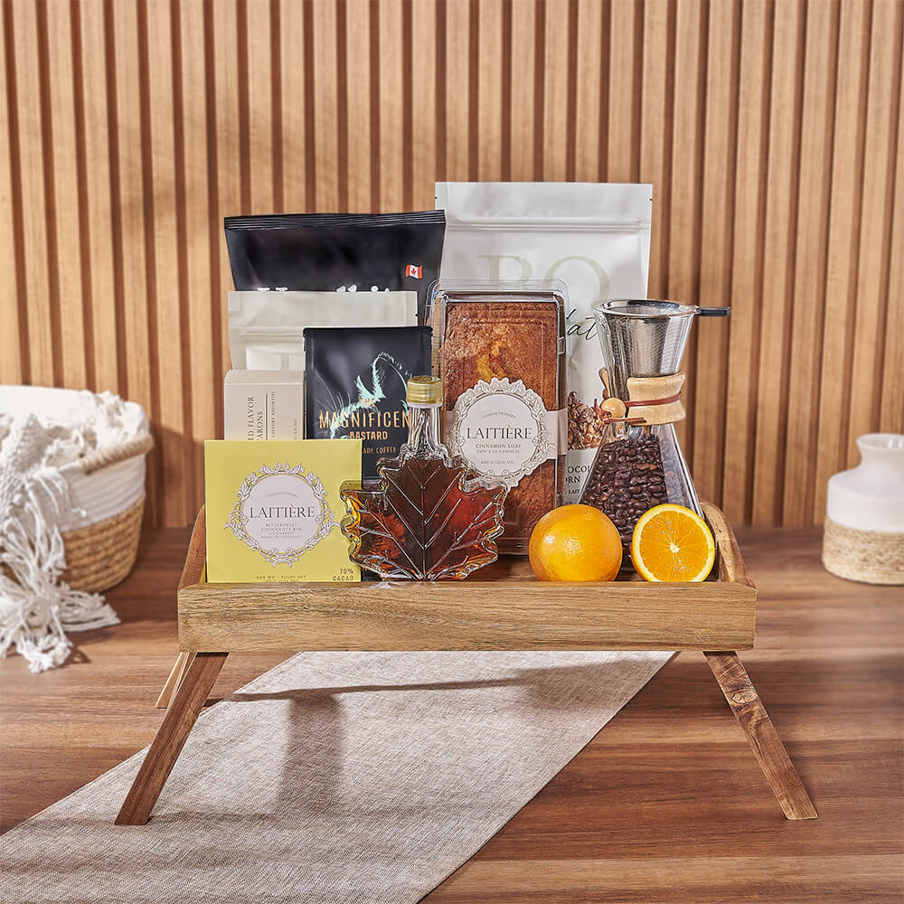 Acacia Wood Bed Tray Gift Set – how the gift is presented