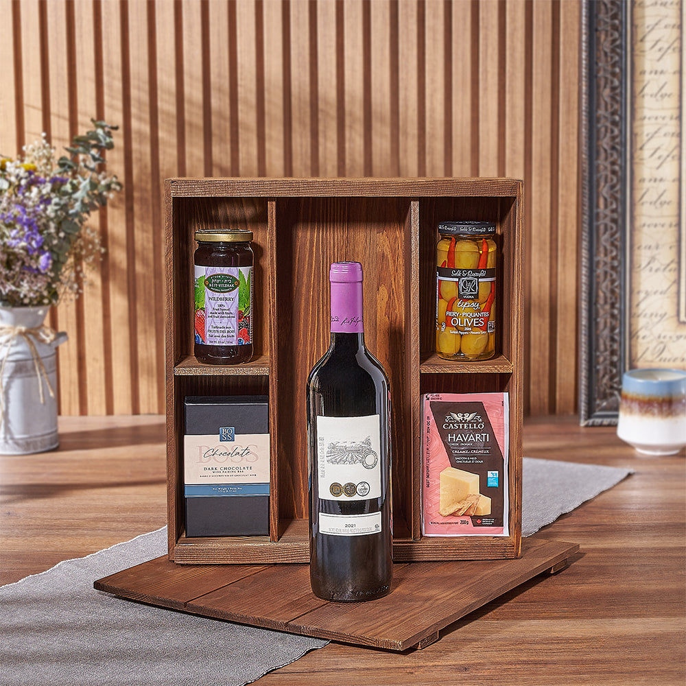 Kosher Wine Gift Box, wine gift, wine gift, kosher gift, kosher, cheese gift, cheese, Vancouver delivery