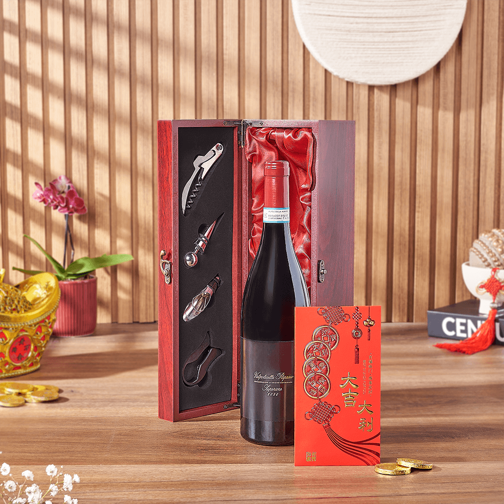 Lunar New Year Wine Chocolate Gift – how the gift is presented