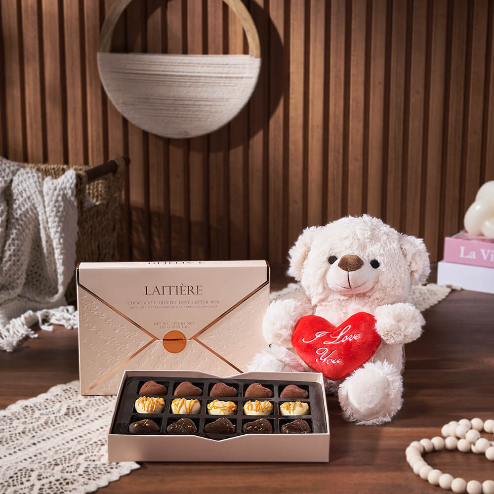 Luxury Chocolate Truffles with Teddy Bear – how the gift is presented