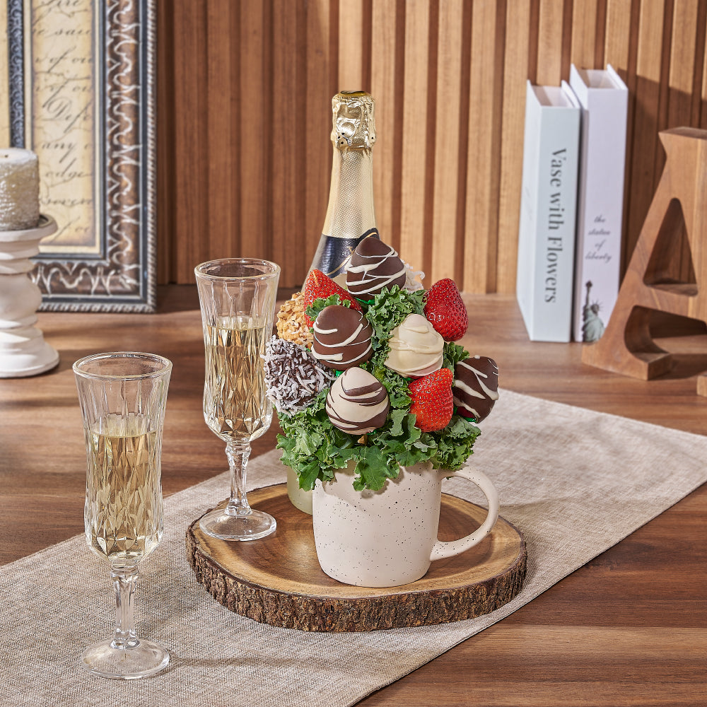 Chocolate Strawberries Mug Gift Basket – how the gift is presented