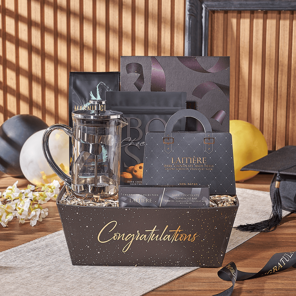 Graduation Chocolate and Coffee Tray – how the gift is presented