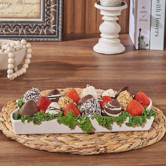Introducing the Riverdale Chocolate Dipped Strawberries Dish from Vancouver Baskets - Vancouver delivery