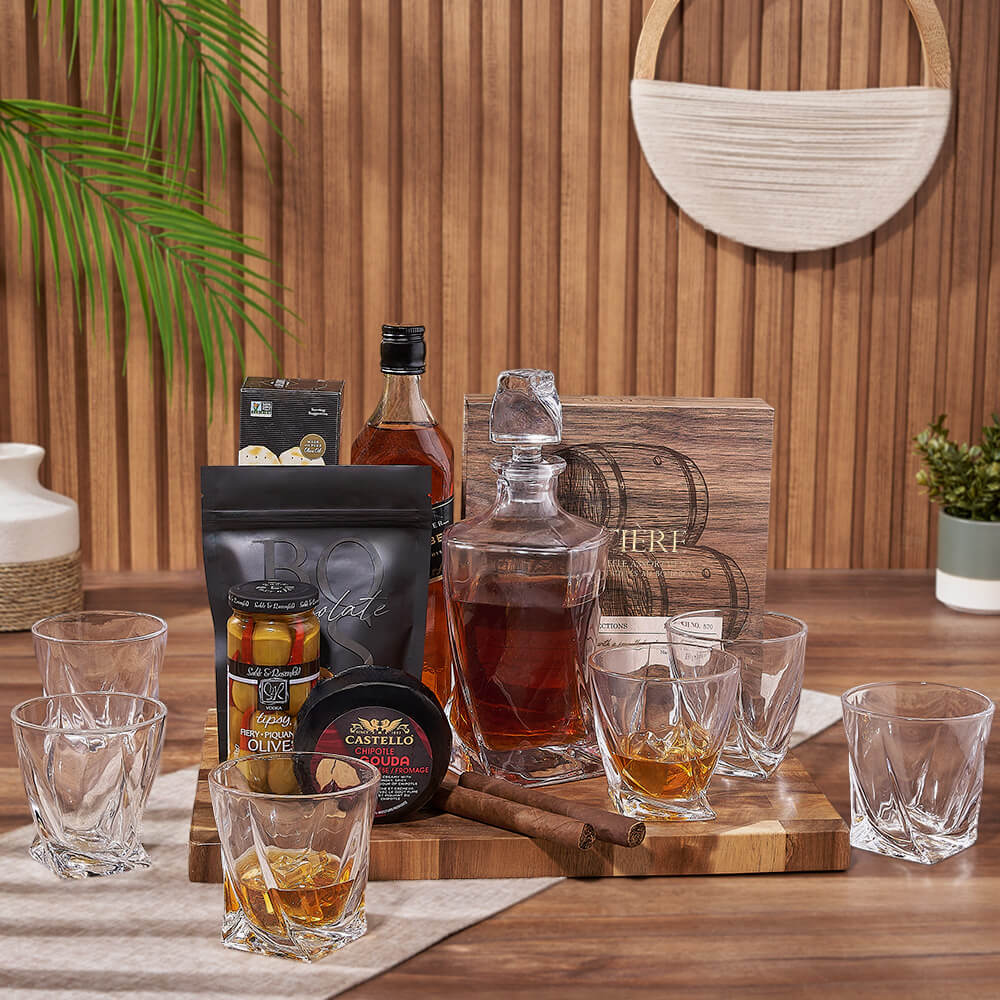 Royal Cigar & Liquor Gift Set, liquor gift, liquor, cigar gift, cigar, decanter gift, decanter, Vancouver delivery