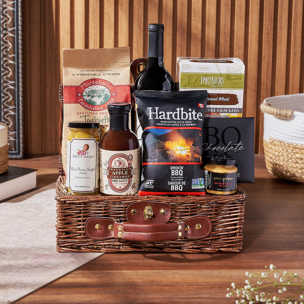 Classic Wine and Snack Gift Basket – how the gift is presented