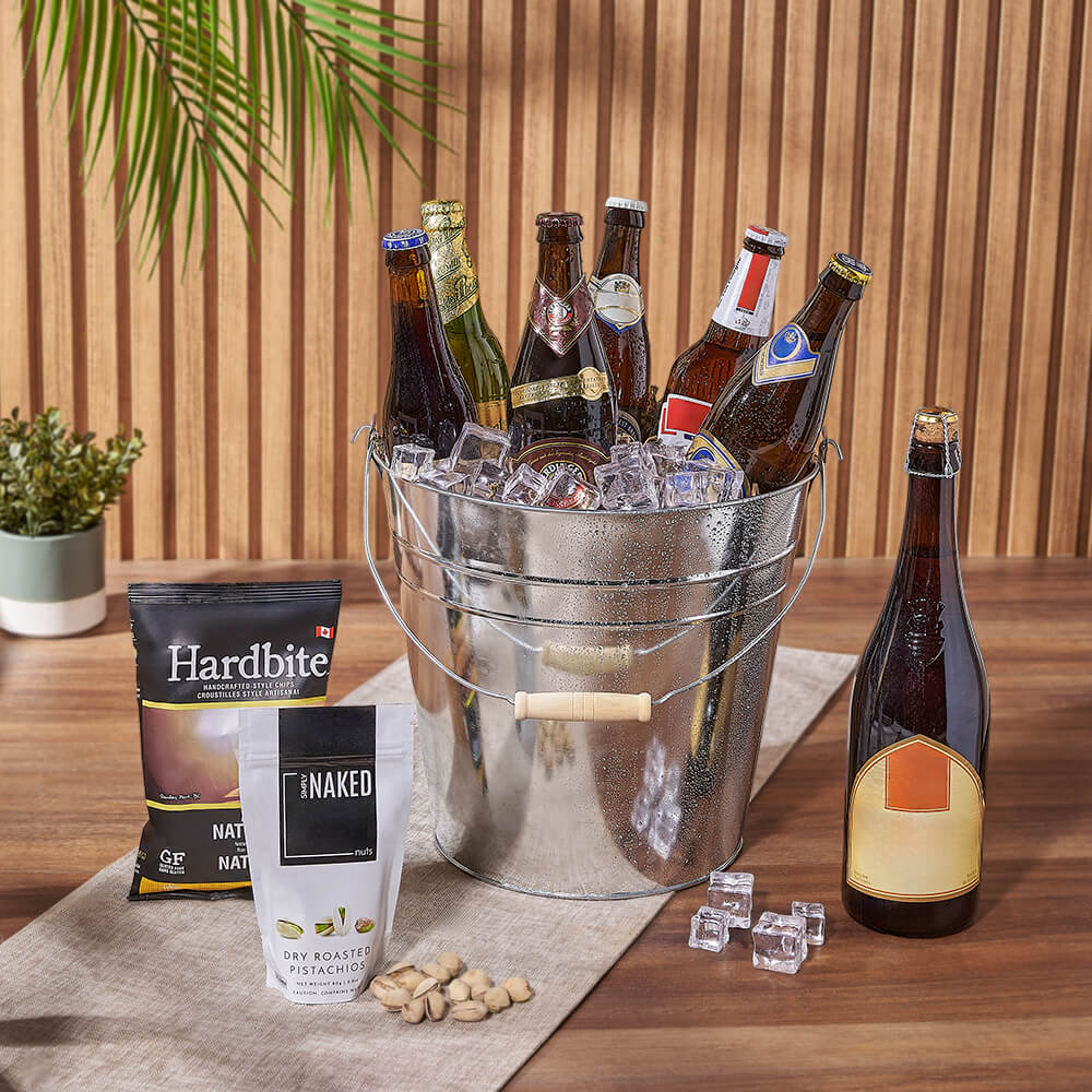 Specialty Beer and Chips Basket – how the gift is presented