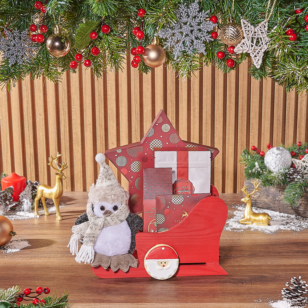 Festive Holiday Chocolate Truffles Gift Basket – how the gift is presented