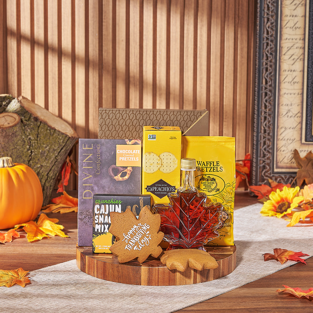 Thanksgiving Snack Board with Treats – how the gift is presented