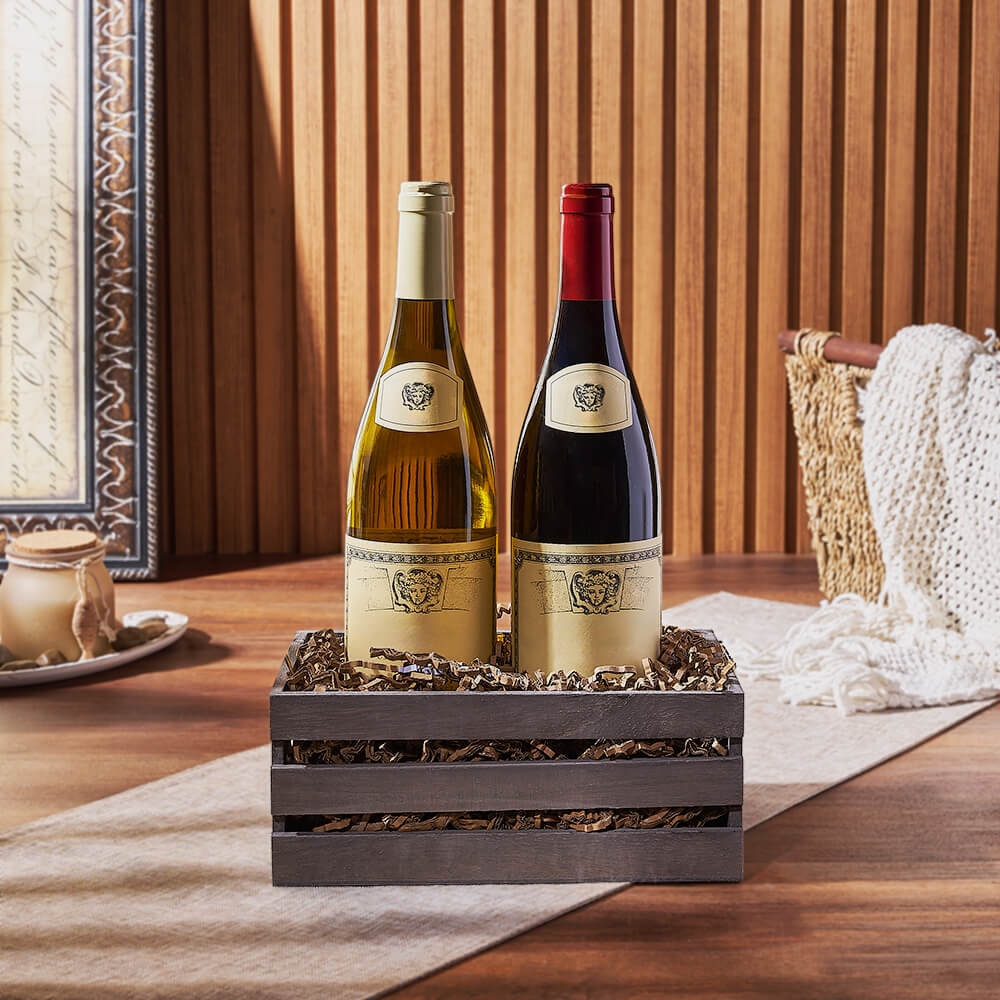 Classic Wine Gift in Grey Crate – how the gift is presented
