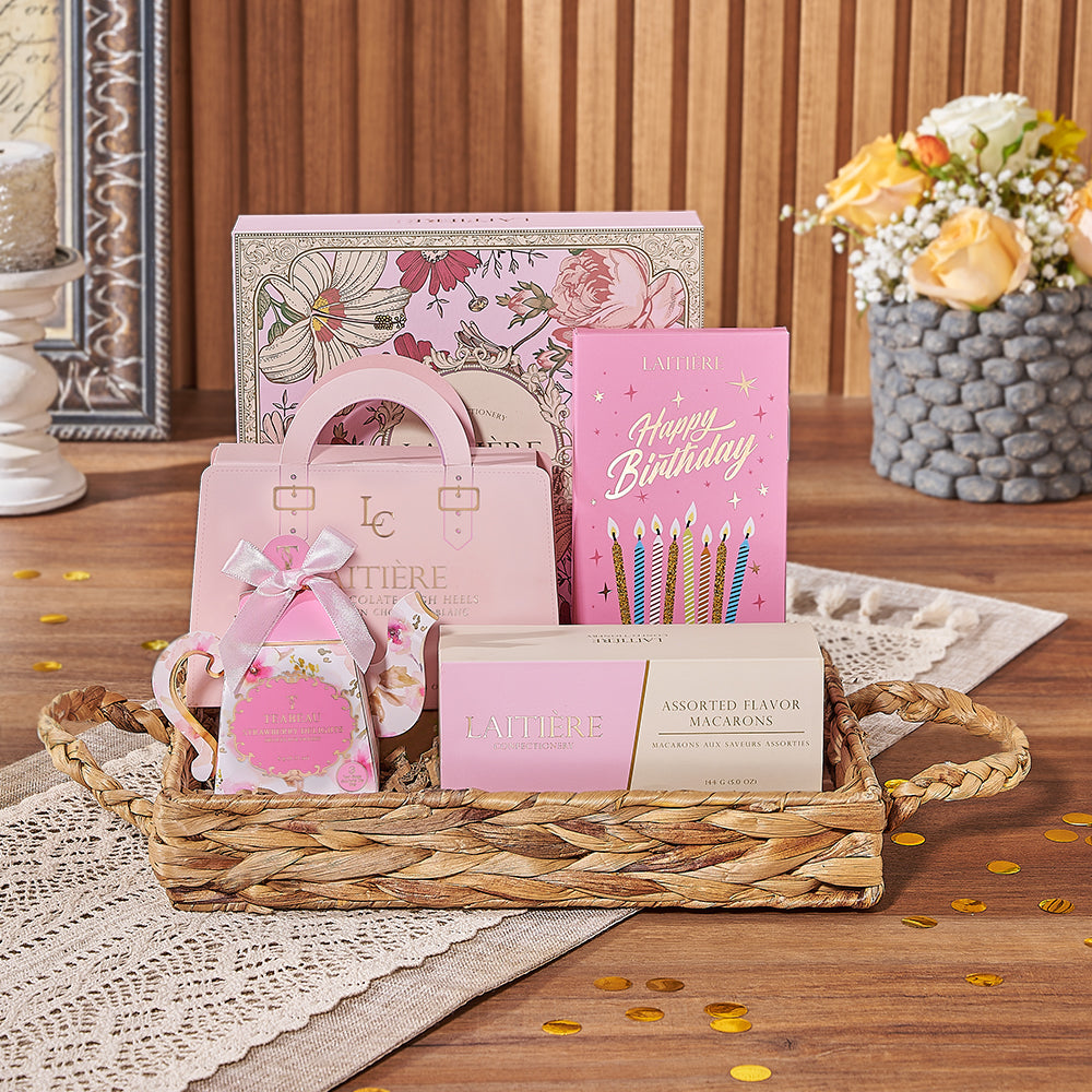 Birthday Bash White Chocolate Basket – how the gift is presented