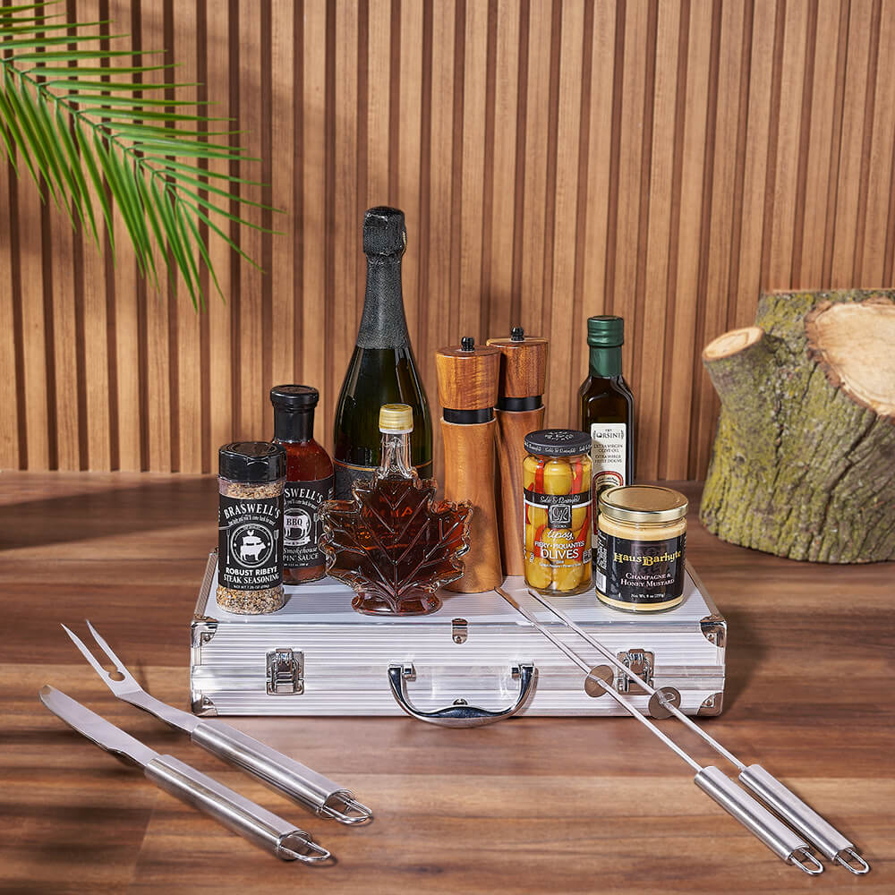 Zesty Barbeque Grill Gift Set with Champagne, sparkling wine gift, sparkling wine, champagne gift, champagne, grill gift, grill, Vancouver delivery