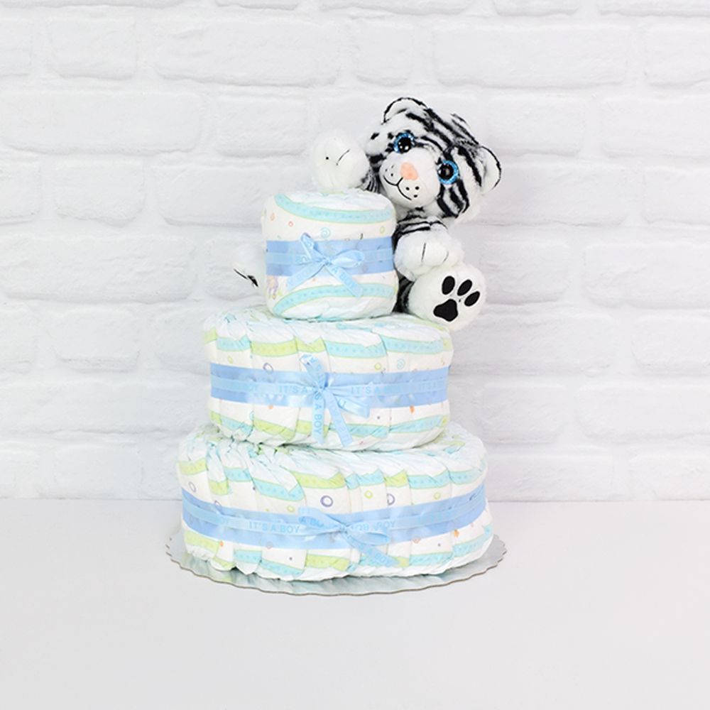 Diapers & Plush Tiger Gift Set from Vancouver Baskets - Vancouver Delivery