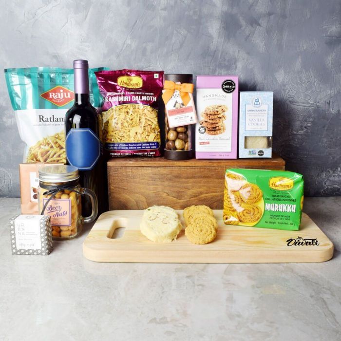 Diwali Wine Celebration Basket – how the gift is presented
