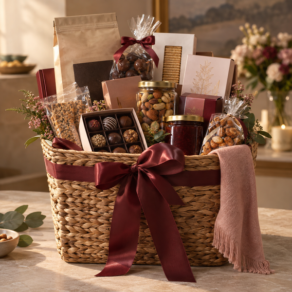 A Milestone to Remember — anniversary gift direction, illustrative; contents vary