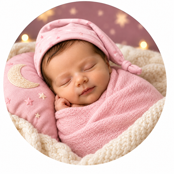 Bath & Care — baby girl gift direction, illustrative; contents vary