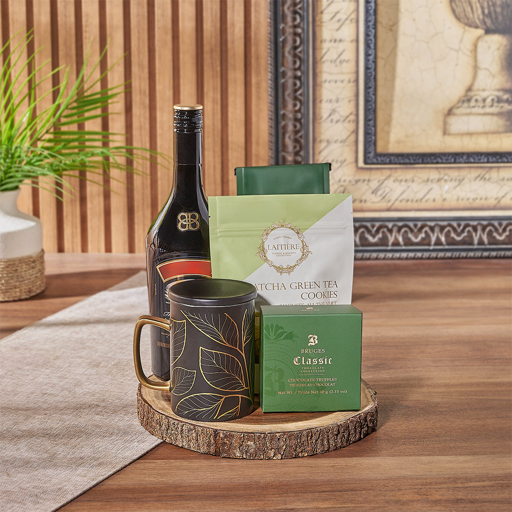 Premium Vodka Coffee and Chocolate Truffles Gift Basket – how the gift is presented