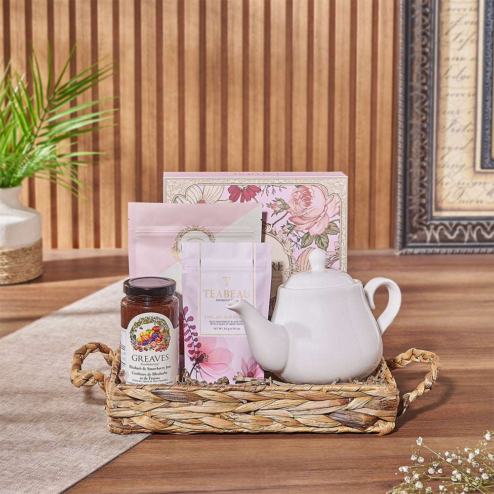 Tea Pot and Chocolate Gift Basket – how the gift is presented