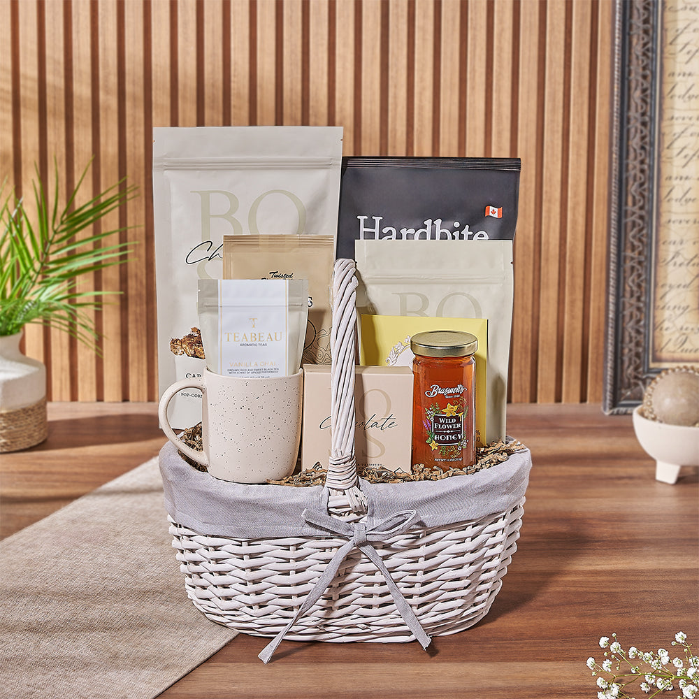 Assorted Treats with Mug Gift Basket – how the gift is presented