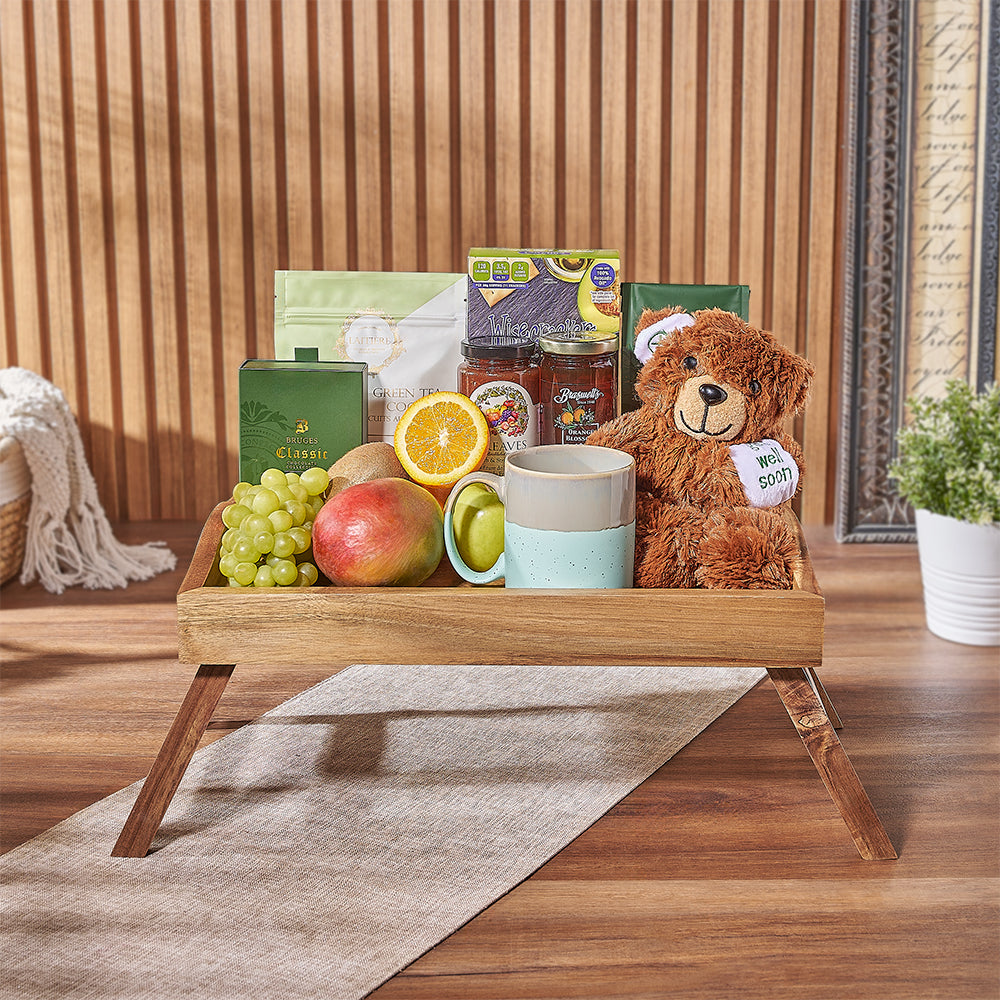 Get Well Plush Bear Gift Tray – how the gift is presented