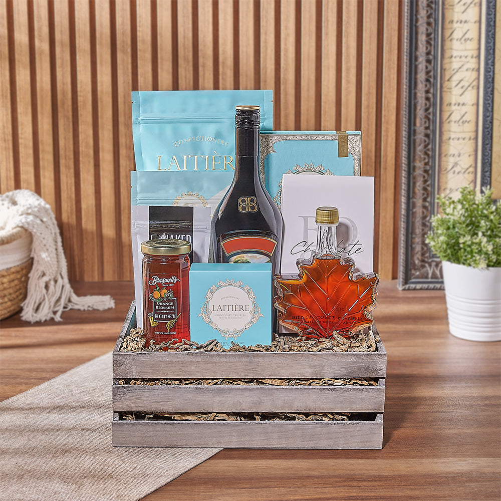 Vodka and Maple Syrup Gift Basket – how the gift is presented