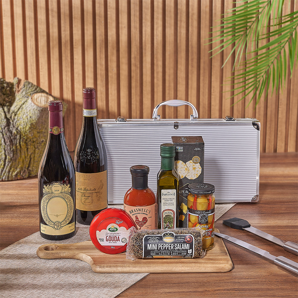 Wine and BBQ Utensil Gift Basket – how the gift is presented
