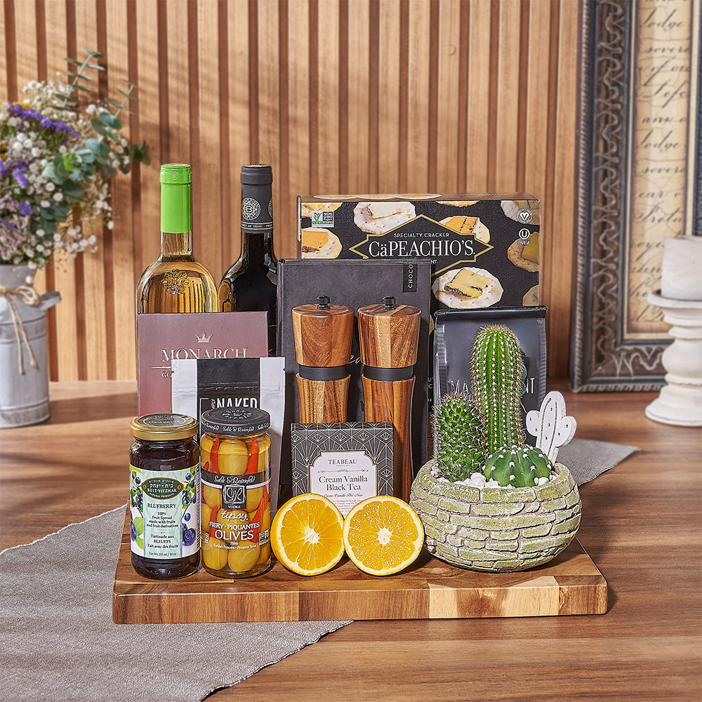 Kosher Wine and Chocolate Delights Basket – how the gift is presented